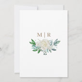 緑と白のバラの金ゴールドフレーム素朴結婚ズ 招待状 (裏面)