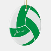 緑と白のバレーボール セラミックオーナメント (右)