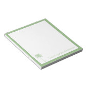 緑と白のパルメットのパーソナライズされた木 ノートパッド (アングル)