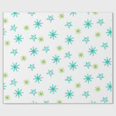 緑と白のフェスティバルスターズモダンクリスマス ラッピングペーパー (フラット)