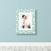 緑と白のフェスティバル葉 |休日 キャンバスプリント (インサイチュ (ウッドフロア))