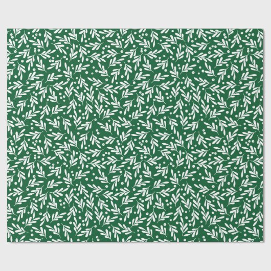 緑と白のフェスティバル葉 |休日 ラッピングペーパー (フラット)
