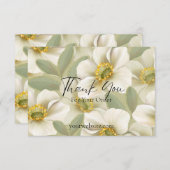 緑と白のフローラのビジネス注文 サンキューカード (正面/裏面)