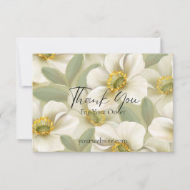 緑と白のフローラのビジネス注文 サンキューカード