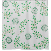 緑と白のフローラシャワーカーテン シャワーカーテン (正面)