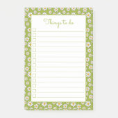 緑と白のフローラデイジーパターンの一覧 ポストイット (正面)