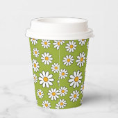 緑と白のフローラデイジーパターン 紙コップ (右)