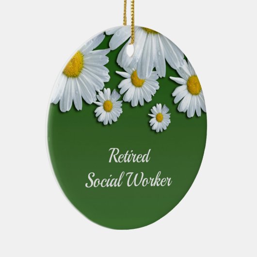 緑と白のフローラデザイン退職した – 社会的問題 セラミックオーナメント (右)