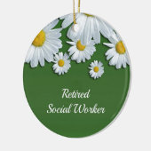 緑と白のフローラデザイン退職した – 社会的問題 セラミックオーナメント (左)