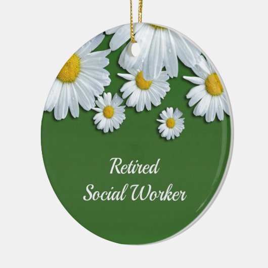 緑と白のフローラデザイン退職した – 社会的問題 セラミックオーナメント (左)