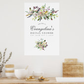 緑と白のフローラブライダルシャワーへようこそ ポスター (キッチン)