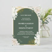 緑と白のフローラ結婚式招待状 招待状 (スタンド正面)