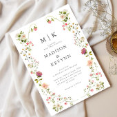 緑と白のフローラ結婚式招待状 招待状