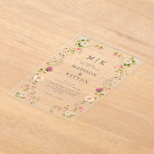 緑と白のフローラ結婚 アクリル招待状 (レイダウン)