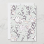 緑と白のフローラ縁どブライダルシャワー 招待状 (裏面)