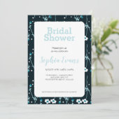 緑と白のフローラ縁ど白ブライダルシャワー 招待状 (スタンド正面)