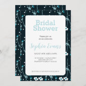 緑と白のフローラ縁ど白ブライダルシャワー 招待状 (正面/裏面)