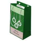 緑と白のホリデーデコレーション スモールペーパーバッグ (裏面アングル)