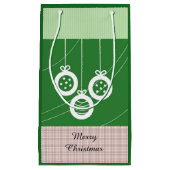 緑と白のホリデーデコレーション スモールペーパーバッグ (正面)