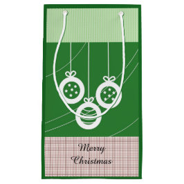 緑と白のホリデーデコレーション スモールペーパーバッグ