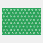 緑と白のホリデーパターン ラッピングペーパーシート (正面2)