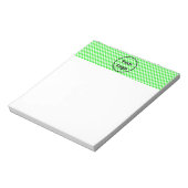 緑と白のボ市松模様にードパターン ノートパッド (回転)