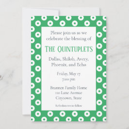 緑と白のポルカドット複数のベビー賛美ズ 招待状