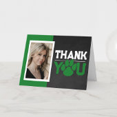 緑と白のポープリント卒業2写真折り畳み サンキューカード