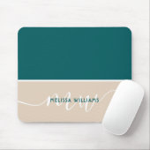 緑と白のミニマルなスクリプトモノグラム名 マウスパッド (マウス)