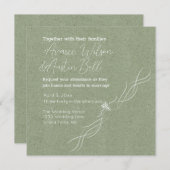 緑と白のミニマル結婚リスト 招待状 (正面/裏面)