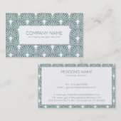 緑と白のミュートされたヴィンテージアールデコパターン 名刺 (正面/裏面)