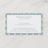 緑と白のミュートされたヴィンテージアールデコパターン 名刺 (裏面)