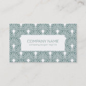 緑と白のミュートされたヴィンテージアールデコパターン 名刺 (正面)