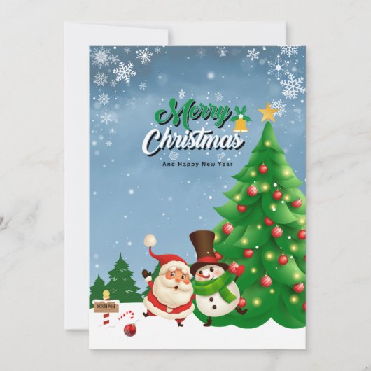 緑と白のメリーカラフルクリスマス シーズンカード (正面)