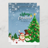 緑と白のメリーカラフルクリスマス シーズンカード (正面/裏面)