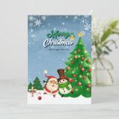 緑と白のメリーカラフルクリスマス シーズンカード (スタンド正面)