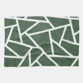緑と白のモザイク模様 キッチンタオル (横)