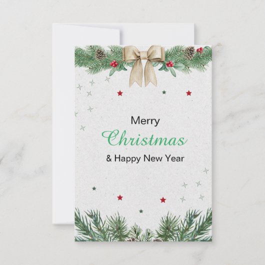 緑と白のモダン聖降誕祭 招待状 (正面)