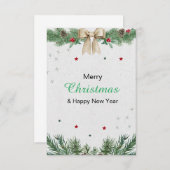 緑と白のモダン聖降誕祭 招待状 (正面/裏面)