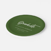 緑と白のモダン脚本の卒業式 ペーパープレート (アングル)