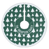 緑と白のモミのクリスマスツリーパターン&文字 ブラッシュドポリエステルツリースカート (正面)