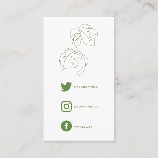 緑と白のモンステラ、社会的なリンク感謝していユーザ エンクロージャーカード (正面)