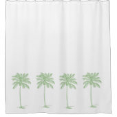 緑と白のヤシのパルメットの木 シャワーカーテン (正面)