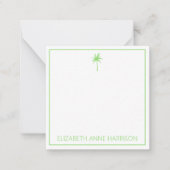 緑と白のヤシの木とストライプ ノートカード (正面)