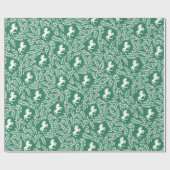 緑と白のユニコーンフローラリーフパターン ラッピングペーパー (フラット)
