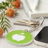 緑と白のリンゴ キーホルダー (正面右)