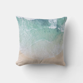 緑と白のレースビーチ砂と海岸 クッション