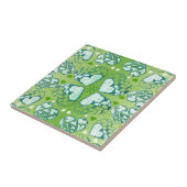 緑と白のロマンお洒落ティックハートパターン タイル (側面)