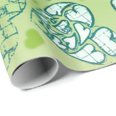 緑と白のロマンお洒落ティックハートパターン ラッピングペーパー (ロールコーナー)