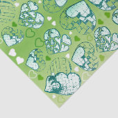 緑と白のロマンお洒落ティックハートパターン 薄葉紙 (詳細)